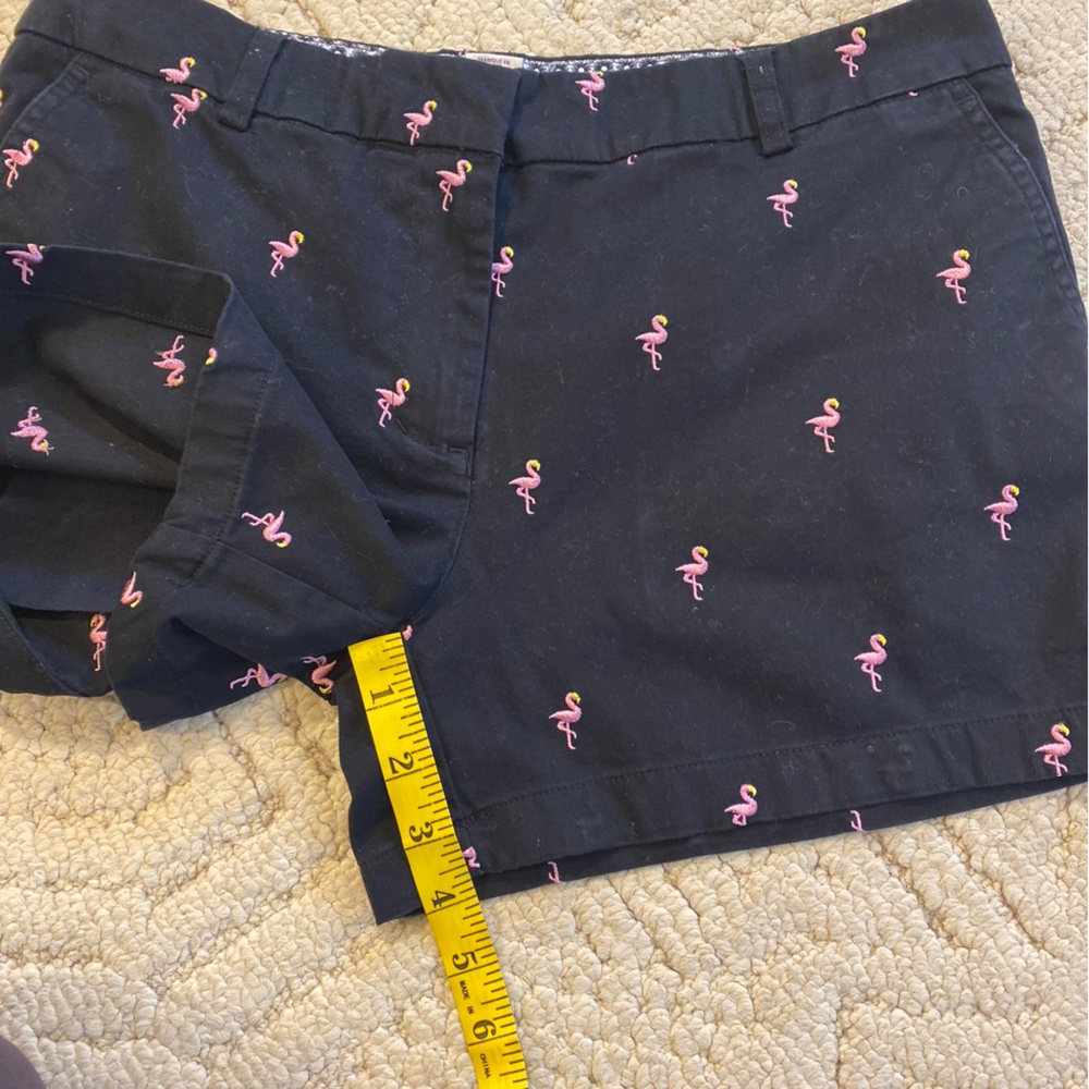 Cambridge Dry Goods Black Flamingo Embroidered Chino Shorts Womens Size 8 - Picture 5 of 7